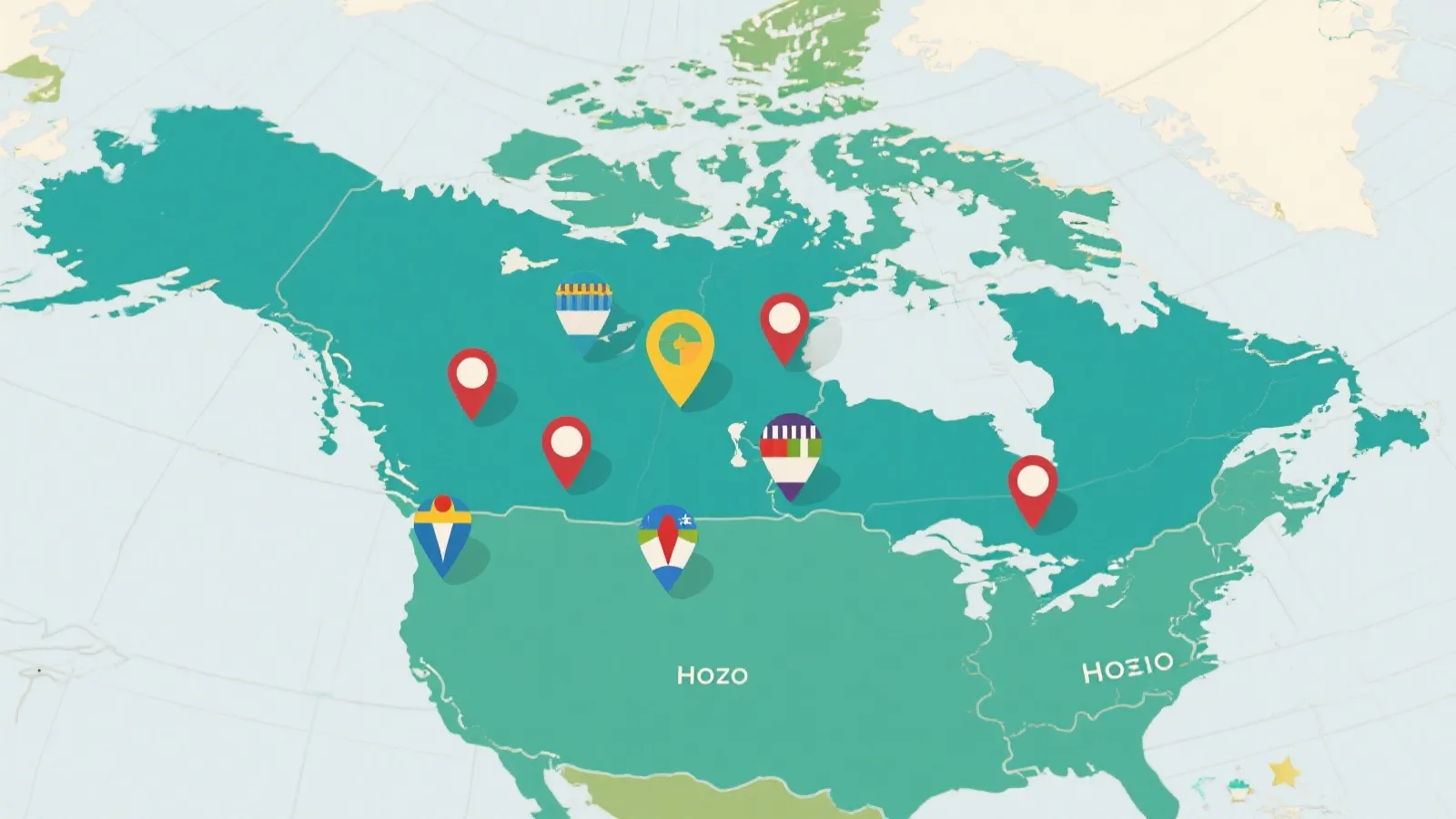 北美主办城市分布示意图